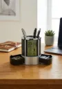 🕰️ Multifunctional Digital Desk Organizer & Pen Holder