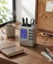 3-in-1 Digital Desk Organizer: LCD Alarm Clock, Thermometer & Stationery Holder 🖋️⏰