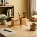 ✨ Minimalist Wooden Desk Organizer with Digital LED Clock & Pen Holder 🪵⏰