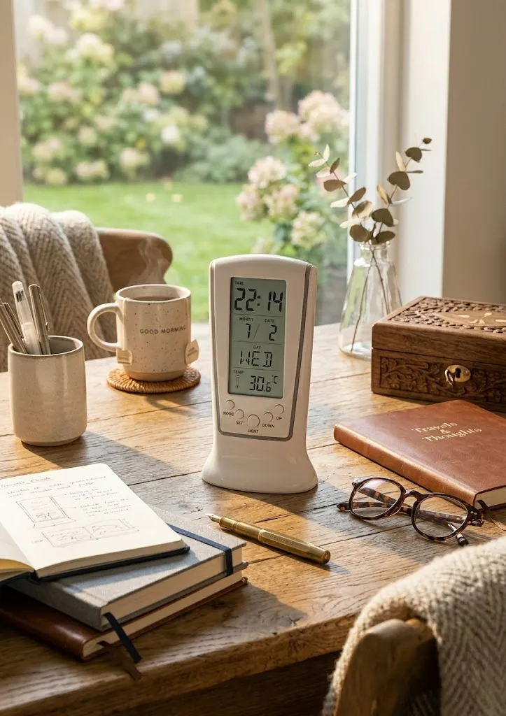 Modern Vertical Digital Desk Clock & Weather Station 🕒✨