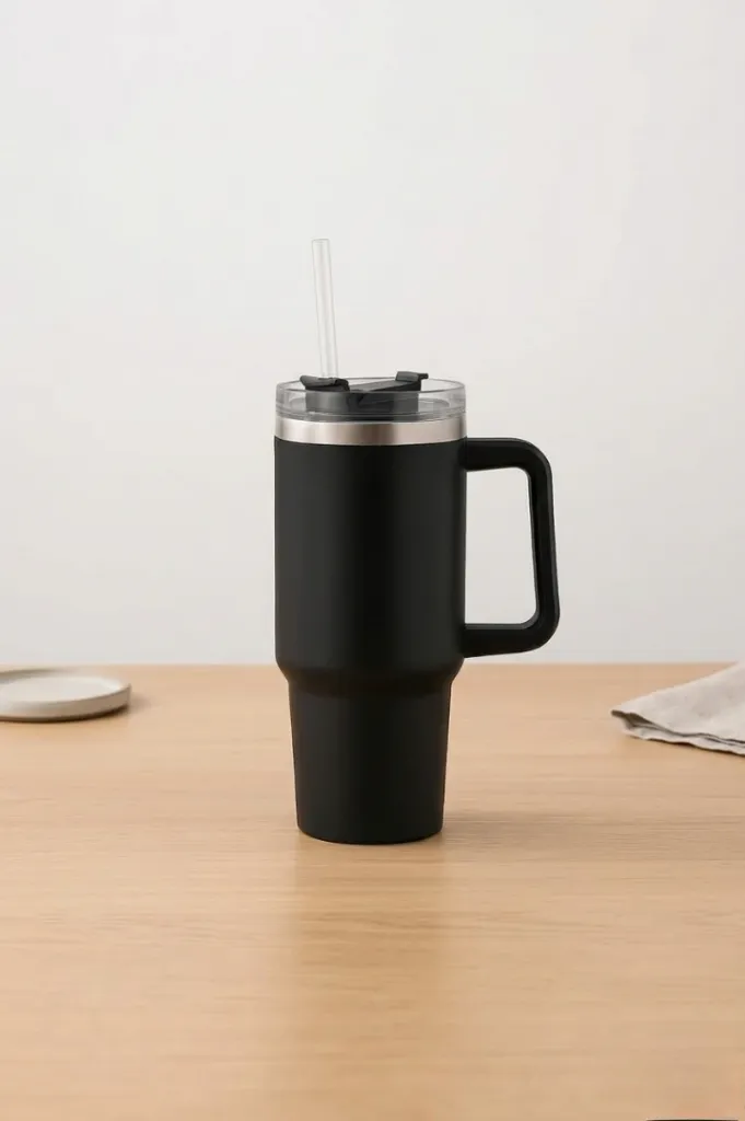 40oz Insulated Stainless Steel Tumbler with Handle and Straw