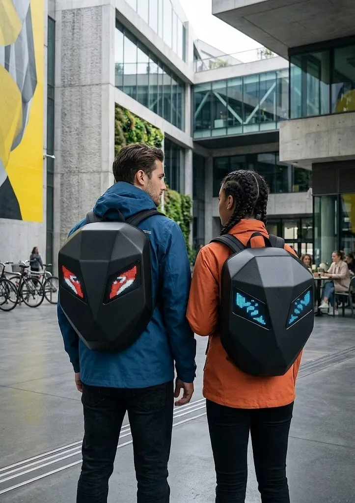Futuristic LED Knight Backpack – Programmable Smart Hard Shell Bag 🎒✨