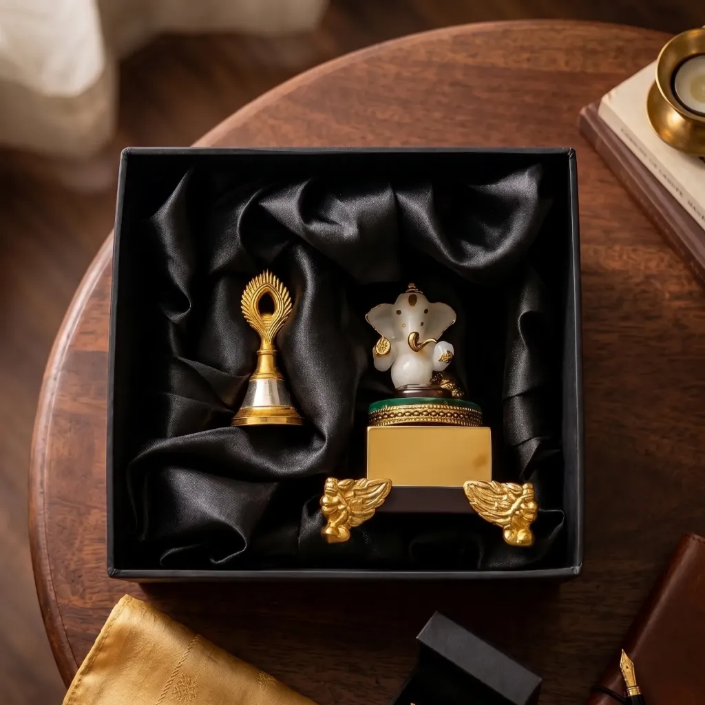 ✨ Premium Spiritual Gift Set: Divine Ganesha Idol & Sacred Puja Bell ✨