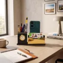Elegant 3-in-1 Executive Desk Organizer with Analog Clock 🕰️💼