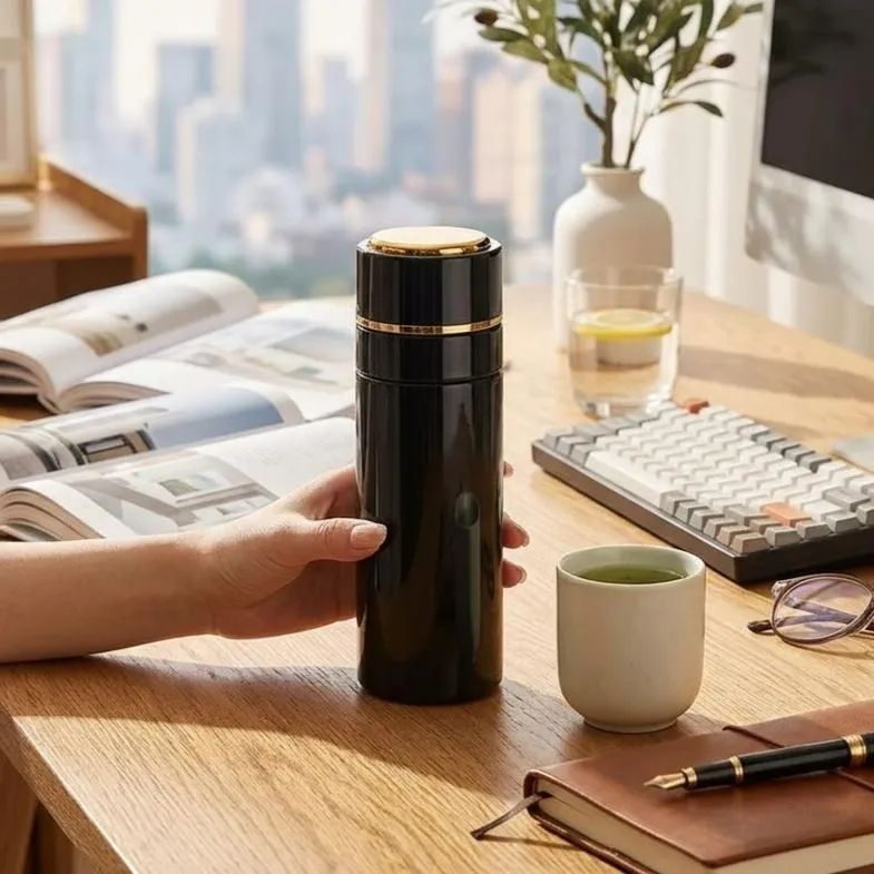 Premium Insulated Tea Infuser Thermos - SUS316 Stainless Steel Water & Tea Separation Bottle with One-Click Pop-Up Lid